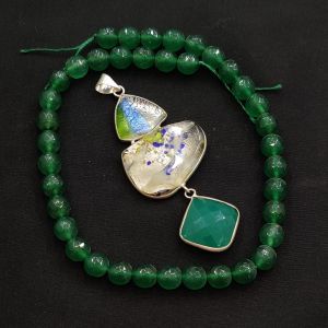 Combo OF Gemstone Pendant With Agate Beads multicolour