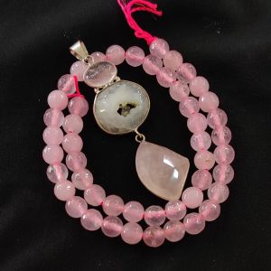 Combo Of Gemstone Pendant With Square Agate Beads