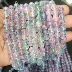 Printed Glass Beads, Multi Shades ,30"(100 Beads Approx)