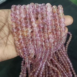 Printed Glass Beads, Maroon double Shades,30"(100 Beads Approx)