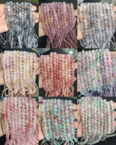 8mm Printed Glass Beads, Pack Of 9 Colors, (30" String Approx 100 Beads)