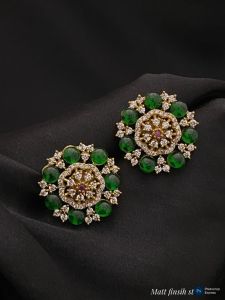  Cz Stone Flower Earrings Coral Red