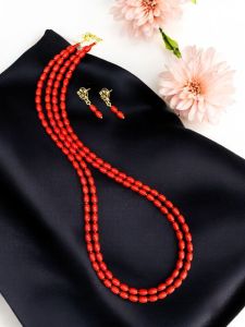 Kushboo Inspired 3 Layer Shell Pearl Necklace With Zircon Side Pendant 