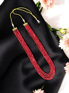 5 layer Agate Necklace Bright Red