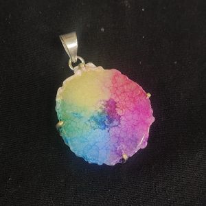 Natural Agate Slice Pendant, silver Finish ,multishades 