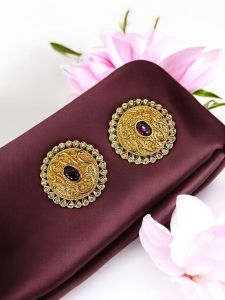 Matt finish Connectors / side Pendants ( with side and Top holes) Ruby Pink, size 27mm 1 pair