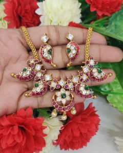 High Quality Mango Kundan Jadau Short Neckpiece