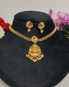 Traditional Lakshmi Temple Jewellery With Matching Earings 