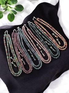 2 Layer Printed Glass Beads Necklace With Earrings Reddish Orange