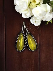 Silver replica hook earrings with Monolisa stones, Light Blue