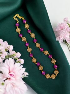 Agates with antique gold Beads : Golden beads are Anti tarnish and Anti Fade 