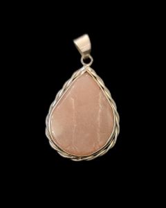 Gemstone Pendant, silver Finish, Beige