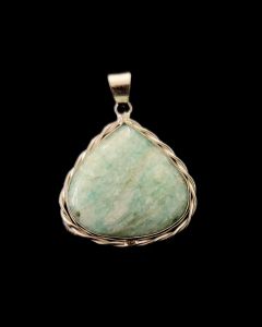 Gemstone Pendant, silver Finish, Pastel Green