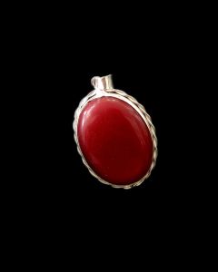 Gemstone Pendant, silver Finish, Dark Maroon