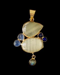 Gemstone Pendants , Gold Finish ,7 Stones
