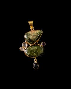 Gemstone Pendants , Gold Finish ,7 Stones