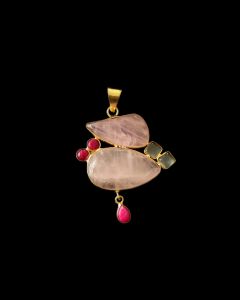 Gemstone Pendants , Gold Finish ,7 Stones