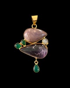 Gemstone Pendants , Gold Finish ,7 Stones