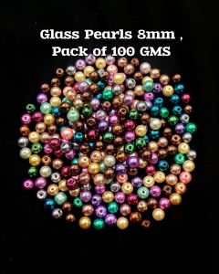 Glass pearls, 8mm, Assorted, Pack Of 100 Gms
