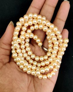 Glass Pearl Beads, 6mm, Light Gold