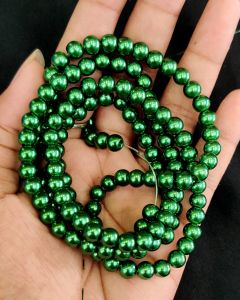 Glass Pearl Beads, 6mm, Grass Green