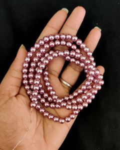 Glass Pearl Beads, 6mm, Pink