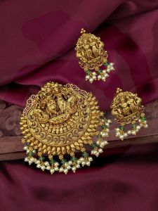 Traditional Pendent with Matching Earrings, Radha Krishnan