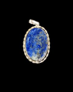 Gemstone Pendant, silver Finish, Blue with Grey