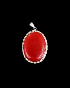 Gemstone Pendant, silver Finish, Dark Maroon