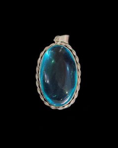 Gemstone Pendant, silver Finish, Blue with Half White
