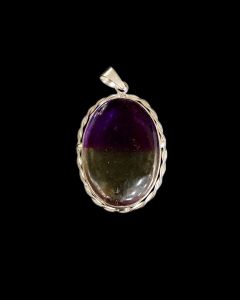 Gemstone Pendant, silver Finish, Blue with Half White