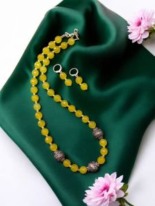 Agate necklace with German silver spacers