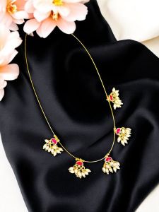 Invisible necklaces with NEW Kundan Jadau Charms, Pink