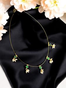 Invisible necklaces with NEW Kundan Jadau Charms, Green