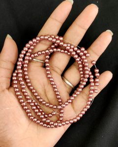 Glass Pearl Beads 4mm, Light Brown
