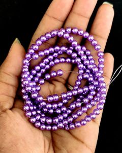 Glass Pearl Beads 4mm, Royal Purple