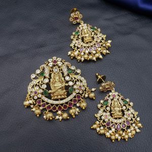Premium quality Antique Gold Saraswathi Pendant