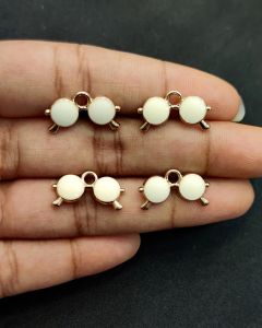 Metal Enamel Charms,Cooler,White,Gold Finishing, Pack Of 4 Pieces