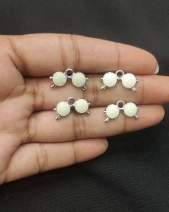 Metal Enamel Charms,Cooler,White,Silver Finishing, Pack Of 4 Pieces