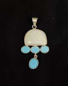 Mix Gemstone Pendants ,5 Stones, Silver Finish