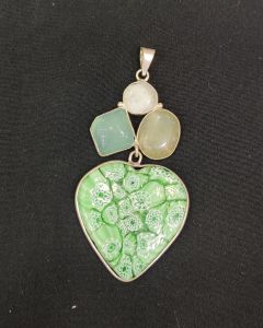 Mix Gemstone Pendants ,4 Stones, Silver Finish