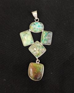 Mix Gemstone Pendants ,5 Stones, Silver Finish