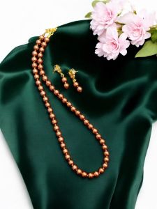 Glass Pearl Necklaces, Chocolate Brown