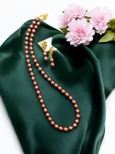 Glass Pearl Necklaces, Burgundy