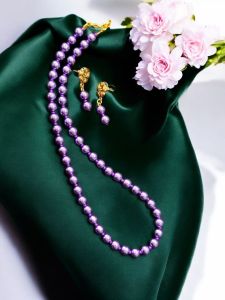 Glass Pearl Necklaces, Royal Purple