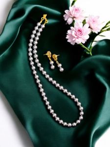 Glass Pearl Necklaces, Dark Grey