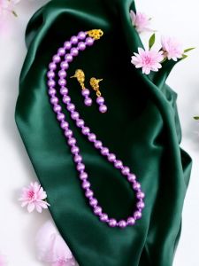  Glass Pearl Necklaces, Purple