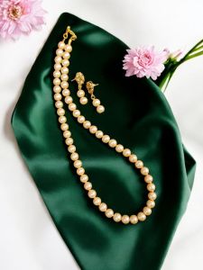 Glass Pearl Necklaces, Light Gold