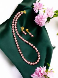 Glass Pearl Necklaces, Pink