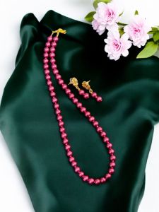 Glass Pearl Necklaces, Magenta